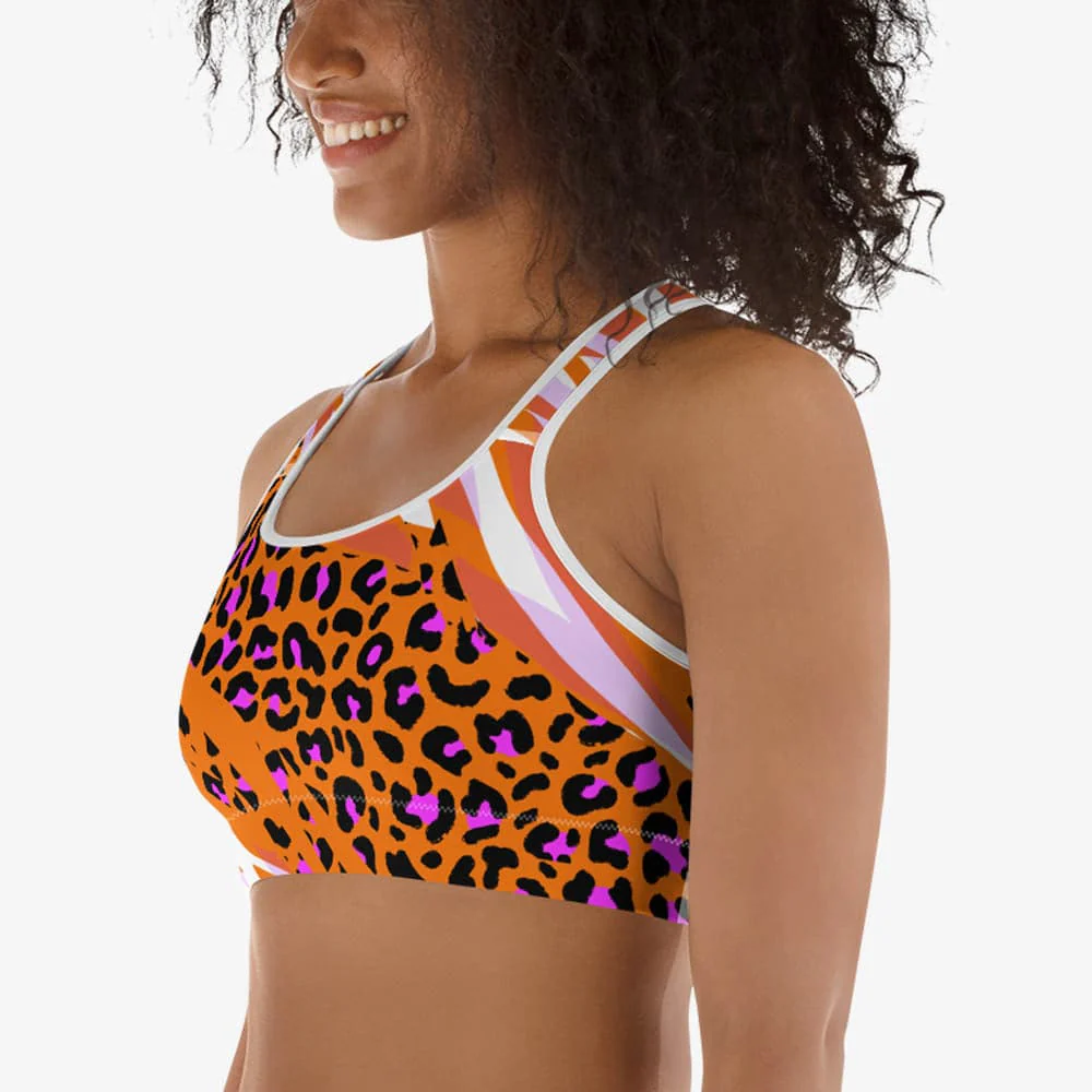 Animal Printed Sports Bra "Cheetiger" Orange - Image 4