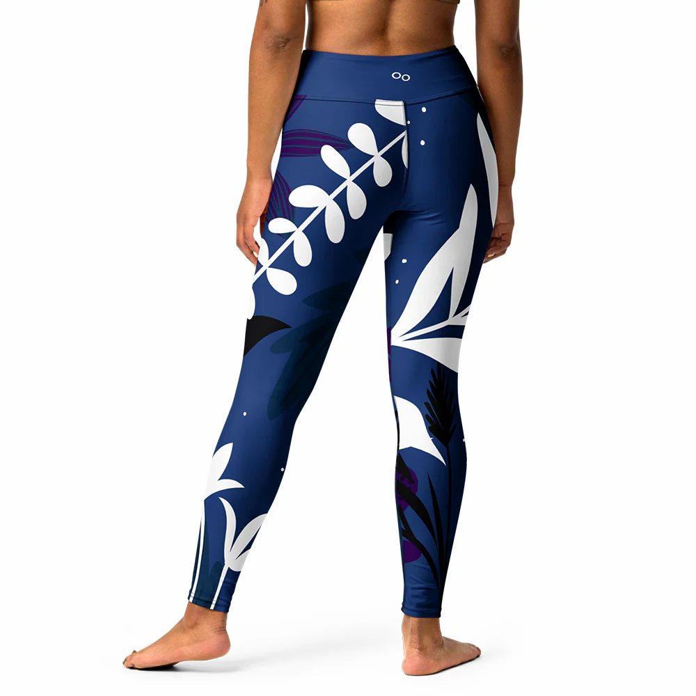 Floral Leggings "Night Garden" Blue/White - Image 6