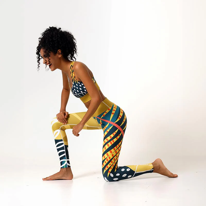 Floral Leggings "Tropics" Olive/Green - Image 11