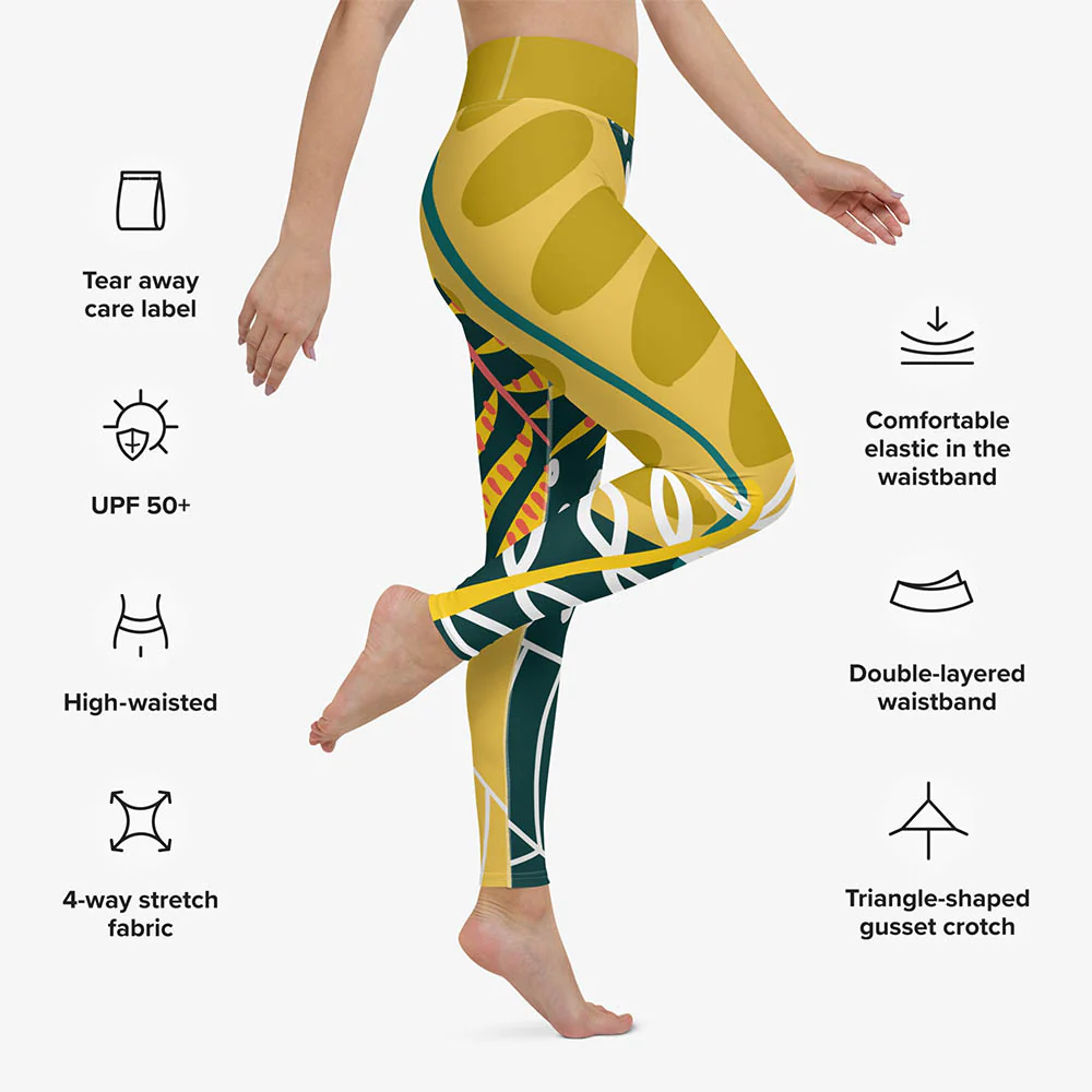 Floral Leggings "Tropics" Olive/Green - Image 14